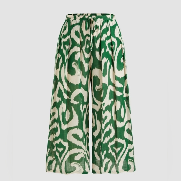 NWT Cider Mid-Rise Green Abstract Print Wide Leg Pants Size 4X - Picture 4 of 8